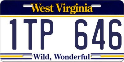 WV license plate 1TP646