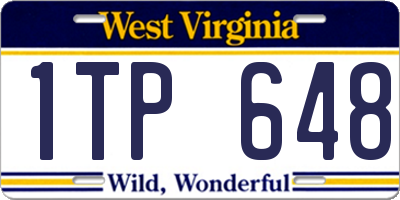WV license plate 1TP648