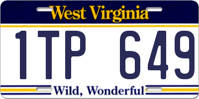 WV license plate 1TP649