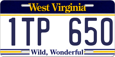 WV license plate 1TP650