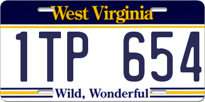 WV license plate 1TP654