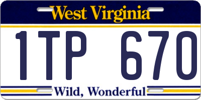 WV license plate 1TP670
