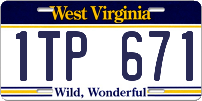 WV license plate 1TP671