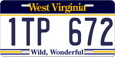 WV license plate 1TP672