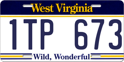 WV license plate 1TP673