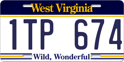 WV license plate 1TP674