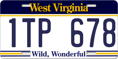WV license plate 1TP678