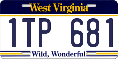 WV license plate 1TP681