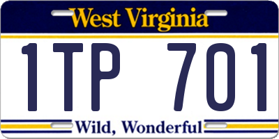 WV license plate 1TP701
