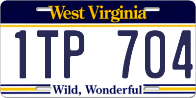 WV license plate 1TP704