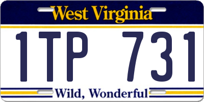 WV license plate 1TP731