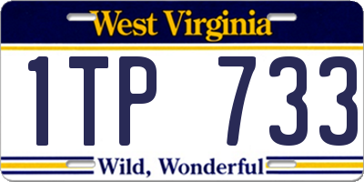 WV license plate 1TP733