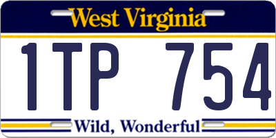 WV license plate 1TP754
