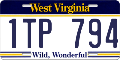 WV license plate 1TP794