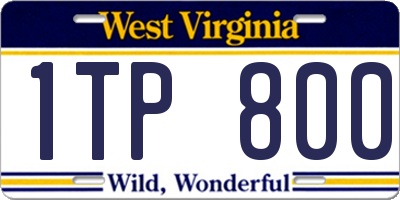 WV license plate 1TP800