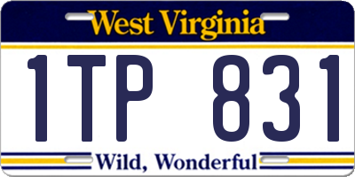 WV license plate 1TP831