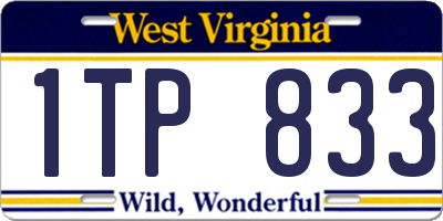 WV license plate 1TP833