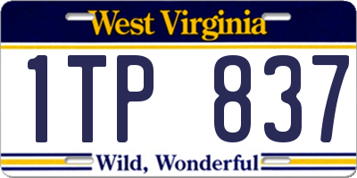 WV license plate 1TP837