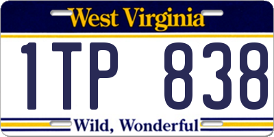 WV license plate 1TP838
