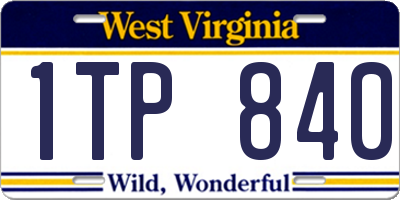 WV license plate 1TP840