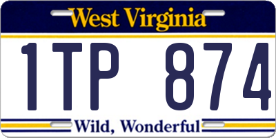 WV license plate 1TP874