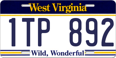 WV license plate 1TP892