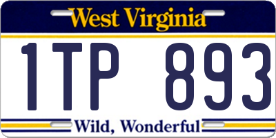 WV license plate 1TP893