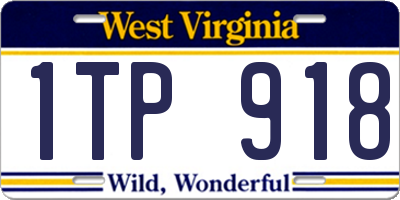 WV license plate 1TP918