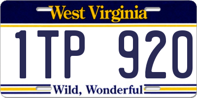 WV license plate 1TP920
