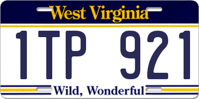 WV license plate 1TP921