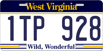 WV license plate 1TP928