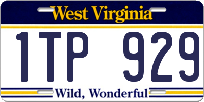 WV license plate 1TP929