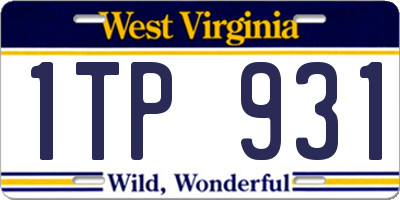 WV license plate 1TP931