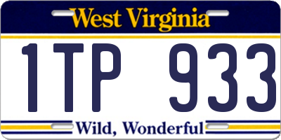 WV license plate 1TP933