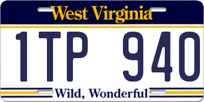 WV license plate 1TP940