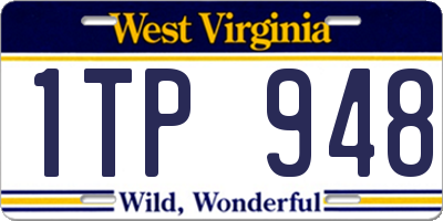 WV license plate 1TP948