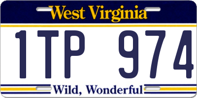 WV license plate 1TP974