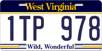 WV license plate 1TP978