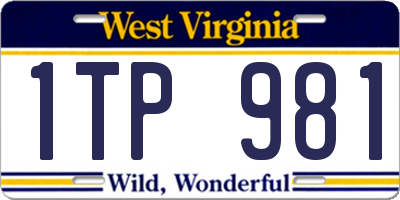 WV license plate 1TP981