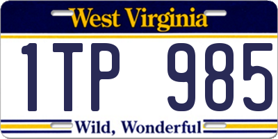 WV license plate 1TP985