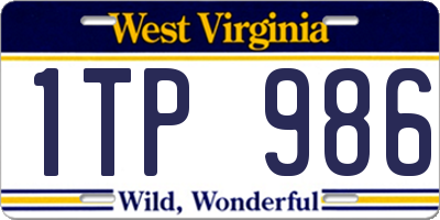 WV license plate 1TP986