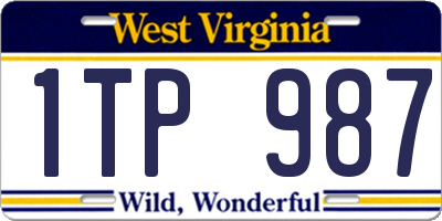 WV license plate 1TP987