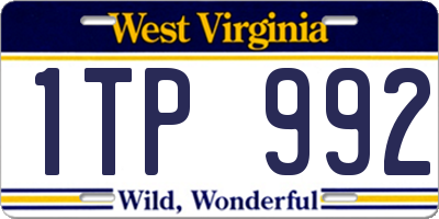 WV license plate 1TP992