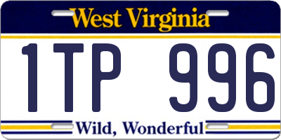 WV license plate 1TP996