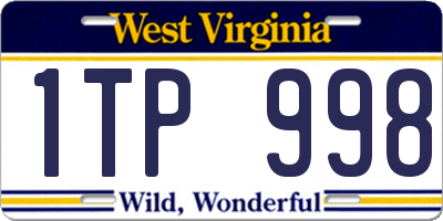 WV license plate 1TP998