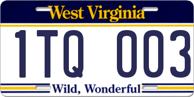 WV license plate 1TQ003