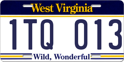 WV license plate 1TQ013