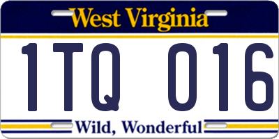WV license plate 1TQ016