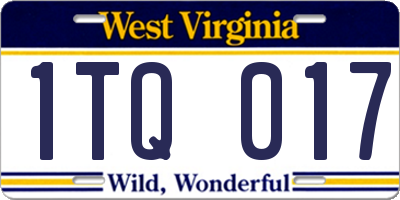 WV license plate 1TQ017