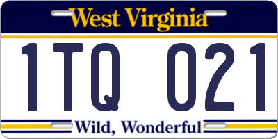 WV license plate 1TQ021